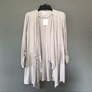 Beige Drape-Front Blazer